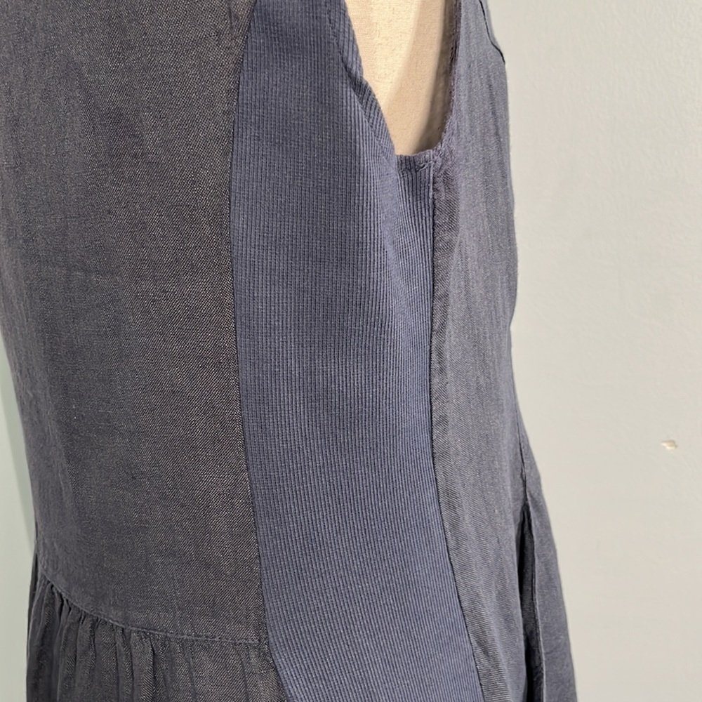 Lina Tomei 100% linen beaded neckline shirt dress size S - Picture 14 of 15